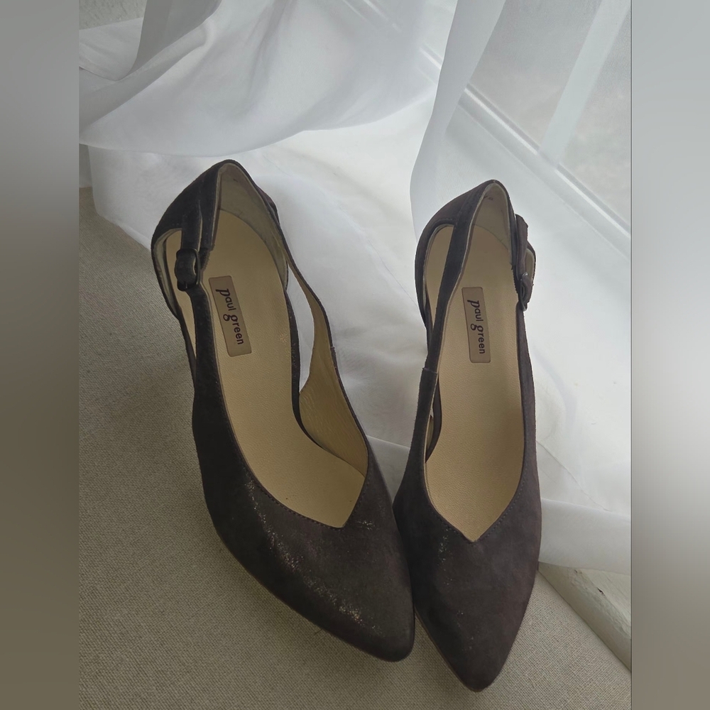 Paul Green Women's Dark Brown Suede Slingback Heels